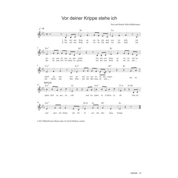 Produktbild des Artikels Vor deiner Krippe stehe ich (Noten - Download)
