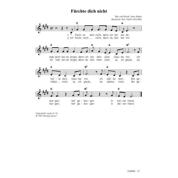 Produktbild des Artikels Fürchte dich nicht / Isaiah 41:10 (Noten - Download)