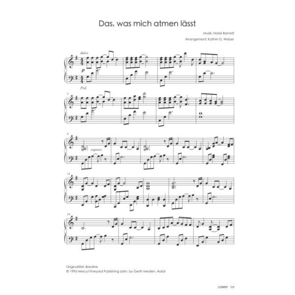 Produktbild des Artikels Das, was mich atmen lässt / Breathe (Noten - Download)