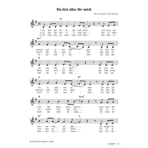 Produktbild des Artikels Du bist alles für mich (Noten - Download)