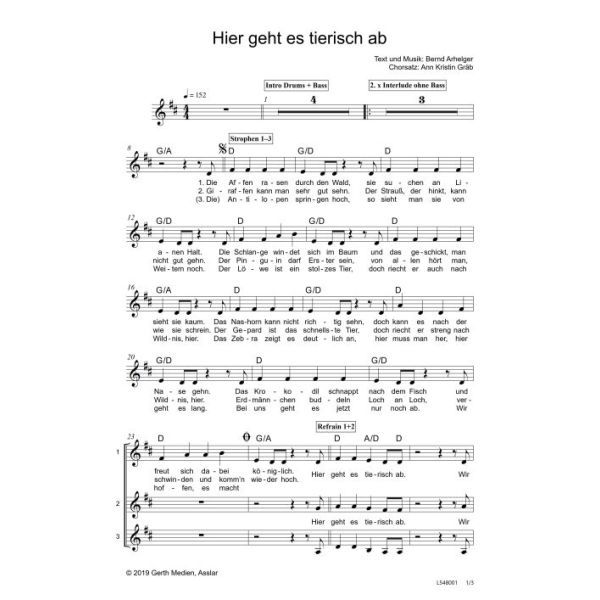 Produktbild des Artikels Hier geht es tierisch ab (Noten - Download)