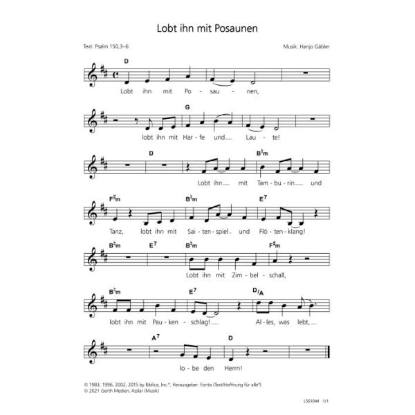 Produktbild des Artikels Lobt ihn mit Posaunen (Noten - Download)