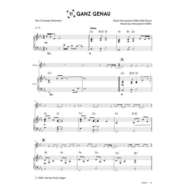 Produktbild des Artikels Ganz genau (Klavier) (Noten - Download)