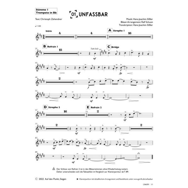 Produktbild - Unfassbar (1., Trompete in Bb)