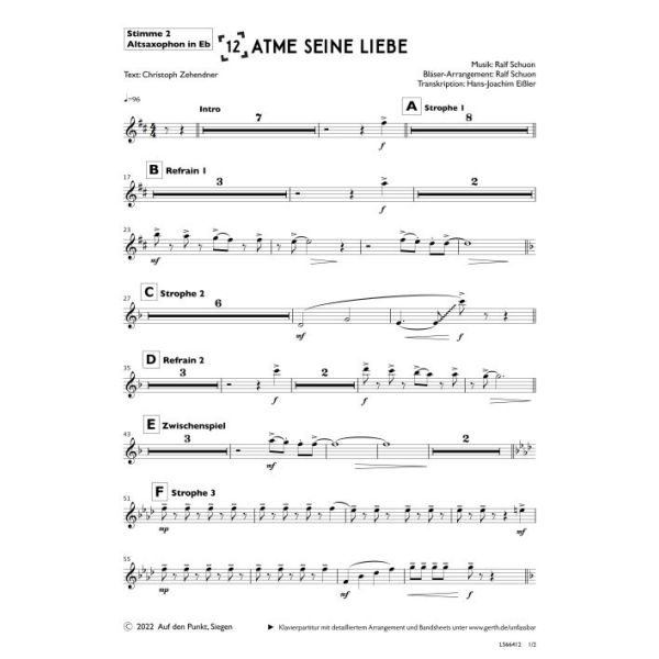 Produktbild - Atme seine Liebe (Altsaxophon in Eb)