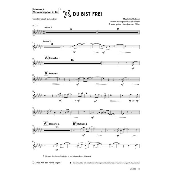 Produktbild - Du bist frei (Tenorsaxophon in Bb)