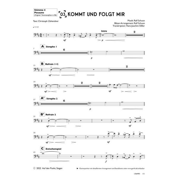 Produktbild des Artikels Kommt und folgt mir (4., Posaune) (Noten - Download)