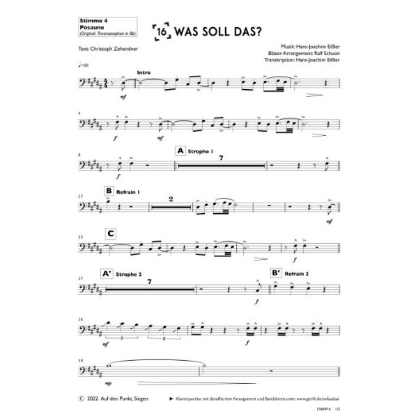 Produktbild des Artikels Was soll das? (4., Posaune) (Noten - Download)