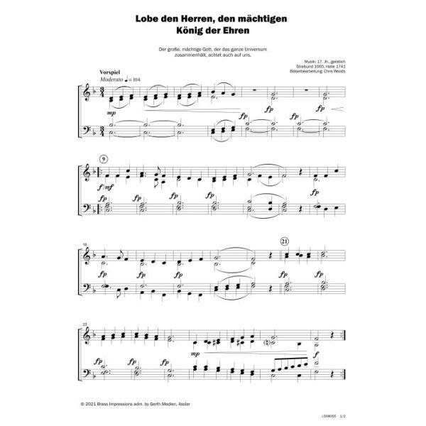 Produktbild des Artikels Lobe den Herren, den mächtigen König der Ehren (Noten - Download)