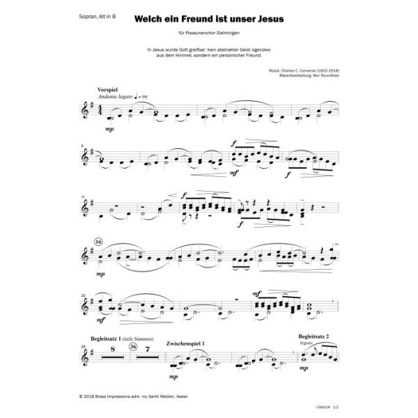 Produktbild des Artikels Welch ein Freund ist unser Jesus (Noten - Download)