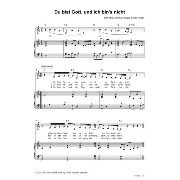Produktbild des Artikels Du bist Gott, und ich bin's nicht (Noten - Download)