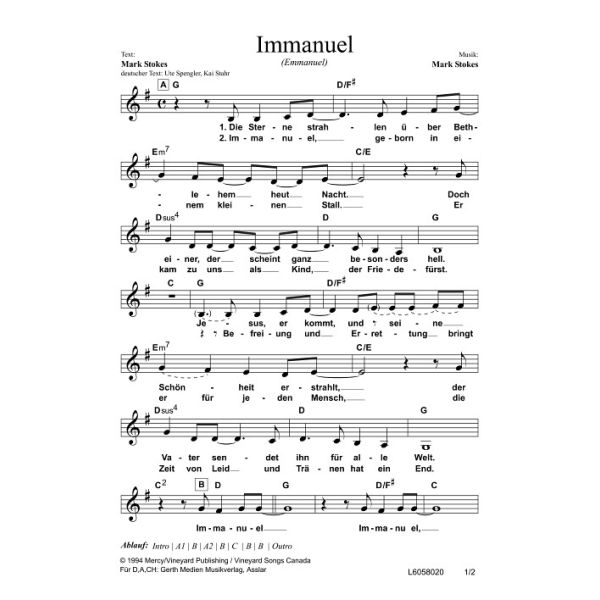 Produktbild des Artikels Immanuel / Emmanuel (Noten - Download)