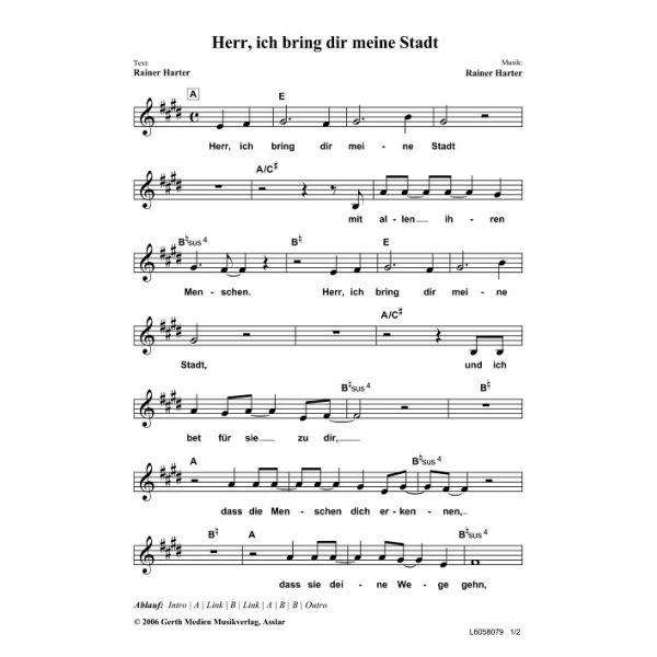 Produktbild des Artikels Herr, ich bring dir meine Stadt (Noten - Download)