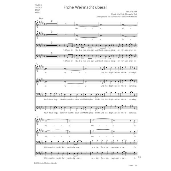 Produktbild des Artikels Frohe Weihnacht überall (Noten - Download)