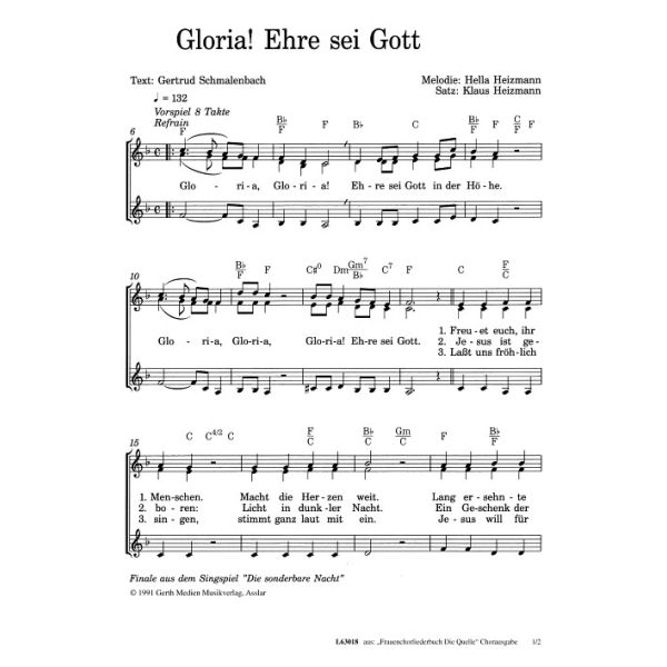 Produktbild des Artikels Gloria! Ehre sei Gott (Noten - Download)