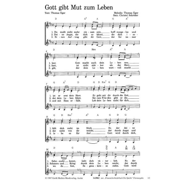 Produktbild des Artikels Gott gibt Mut zum Leben (Noten - Download)