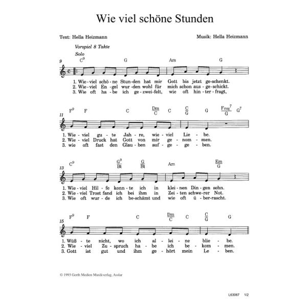 Produktbild des Artikels Wie viel schöne Stunden (Noten - Download)