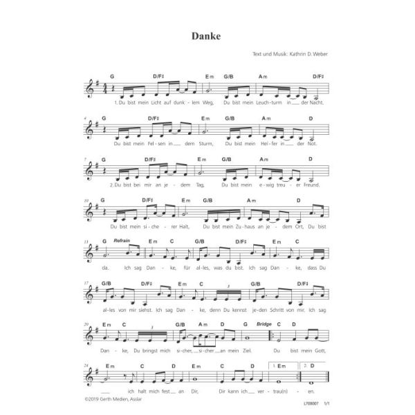 Produktbild des Artikels Danke (Noten - Download)