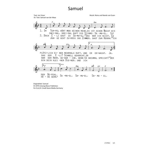 Produktbild des Artikels Samuel / Samuel (Noten - Download)
