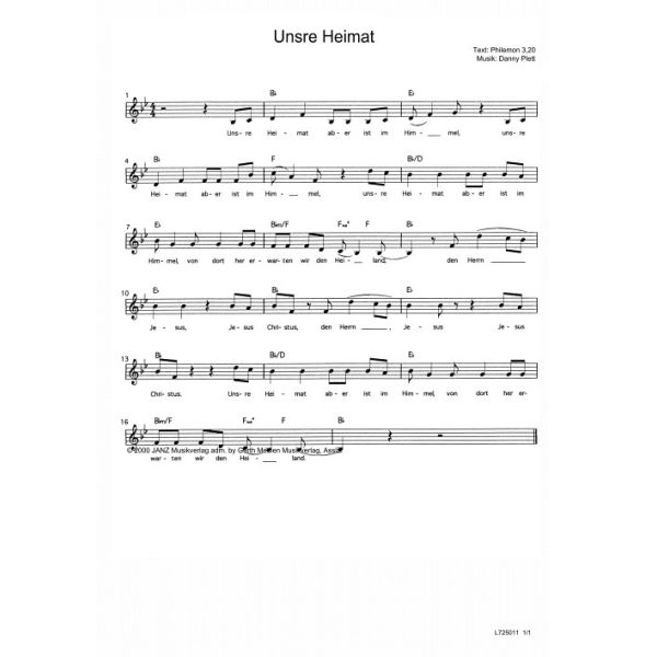 Produktbild des Artikels Unsre Heimat (Noten - Download)