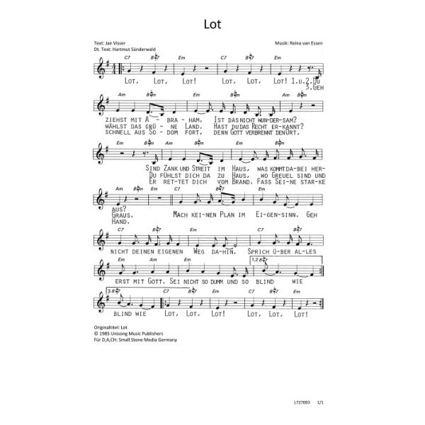Produktbild des Artikels Lot / Lot (Noten - Download)