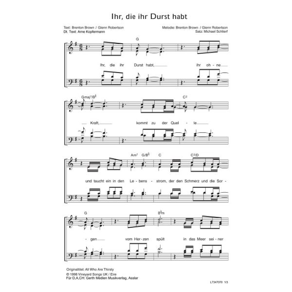 Produktbild des Artikels Ihr, die ihr Durst habt / All Who Are Thirsty (Noten - Download)