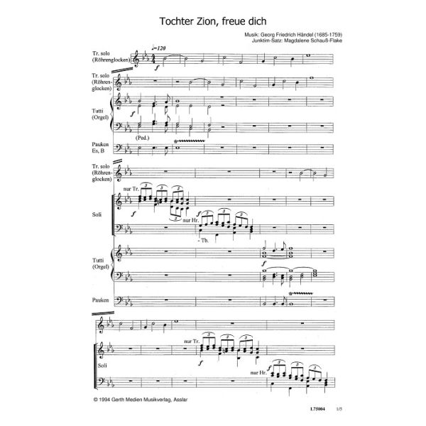 Produktbild des Artikels Tochter Zion, freue dich (Noten - Download)