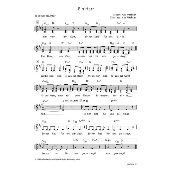 Produktbild des Artikels Ein Herr (Noten - Download)