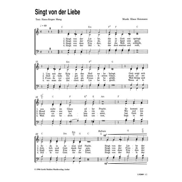 Produktbild des Artikels Singt von der Liebe (Noten - Download)