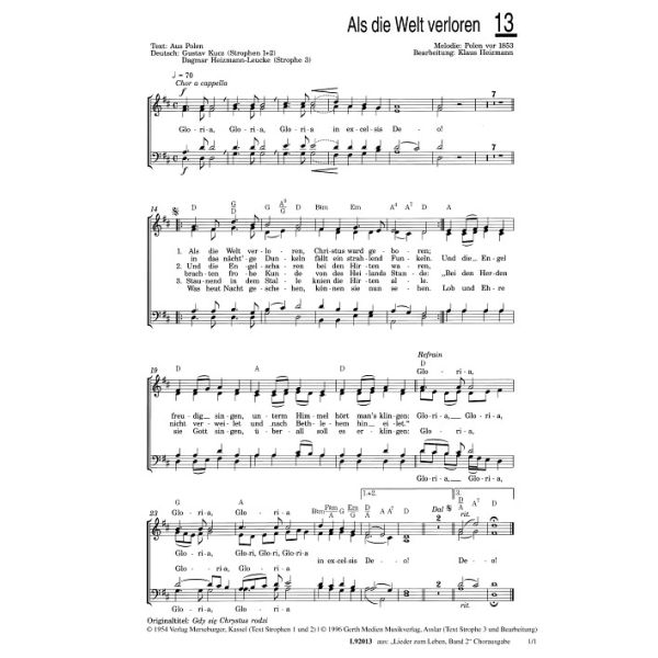 Produktbild des Artikels Als die Welt verloren / Gdy sie Chrystus rodzi (Noten - Download)