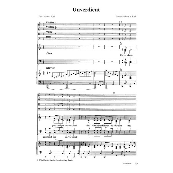 Produktbild des Artikels Unverdient (Noten - Download)