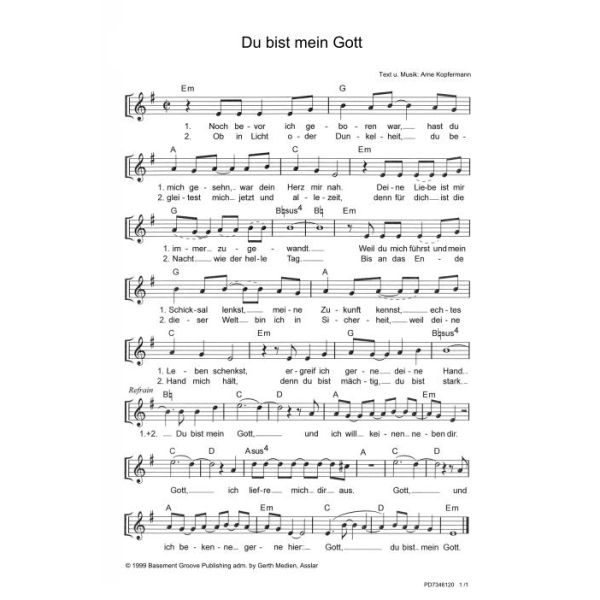 Produktbild des Artikels Du bist mein Gott (Noten - Download)