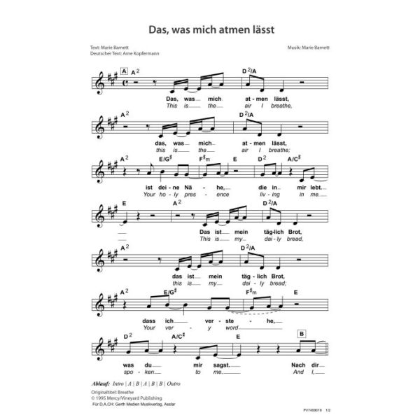 Produktbild des Artikels Das, was mich atmen lässt / Breathe (Noten - Download)