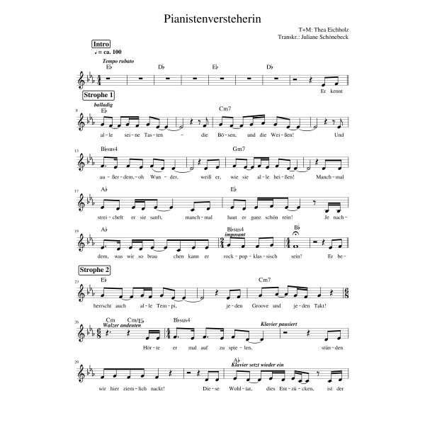 Produktbild des Artikels Pianistenversteherin (Noten - Download)