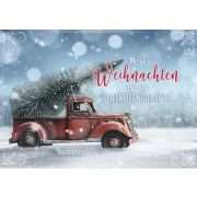 Faltkarte "Frohe Weihnachten - Pickup mit Tannenbaum"