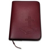 Produktbild des Artikels Kunstleder, Bibelhülle "Bibel/Kreuz/Strahlen" Standard- weinrot