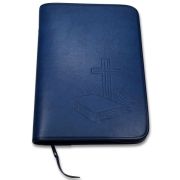 Produktbild des Artikels Kunstleder, Bibelhülle "Bibel/Kreuz/Strahlen" Standard - dunkelblau