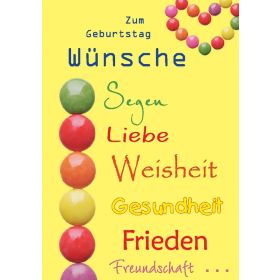 Postkarte "Zum Geburtstag, Wünsche..." - 5 Stück