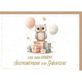 Produktbild des Artikels Faltkarte "Zum Geburtstag" - Eule (Schreibwaren)