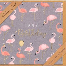 Faltkarte "Happy Birthday"/Flamingos