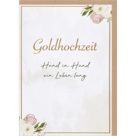 Produktbild des Artikels Schreibwaren Faltkarte "Hand in Hand" - Goldhochzeit