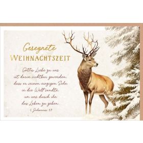 Faltkarte "Gesegnete Weihnachtszeit"/Hirsch