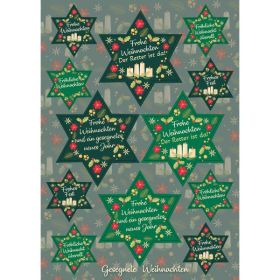 Aufkleber-Gruß-Karten: Frohe Weihnachten / Der Retter ist da! 4 Stück