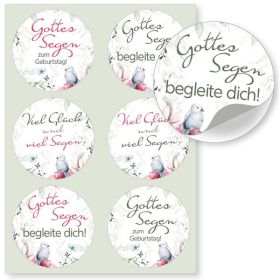 Produktbild des Artikels Aufkleber-Gruß-Karten: Gottes Segen zum Geburtstag, 4 Stück (Schreibwaren)
