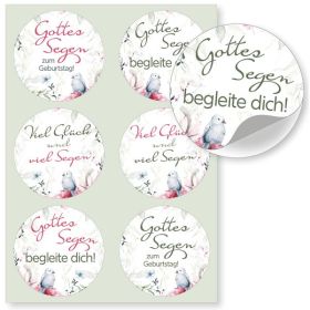 Aufkleber-Gruß-Karten: Gottes Segen zum Geburtstag, 4 Stück