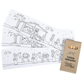 Produktbild des Artikels Set: Lesezeichen "Krippe" u. Buntstifte (Schreibwaren)