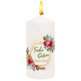 Kerze "Frohe Ostern - Jesus lebt"