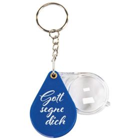 Schlüsselanhänger mit Lupe "Gott segne dich"