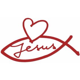 Aufkleber "Herz-Jesus-Fisch" - rot