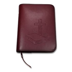 Bibelhülle "Bibel/Kreuz/Strahlen" Taschenbibel - weinrot